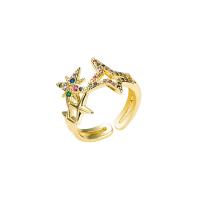 Brass Cuff Finger Ring, gold color plated, Adjustable & micro pave cubic zirconia & for woman & hollow 20mm 