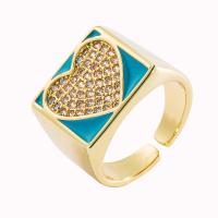 Brass Cuff Finger Ring, gold color plated, Adjustable & micro pave cubic zirconia & for woman 20mm 