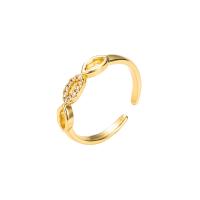 Cubic Zirconia Micro Pave Brass Finger Ring, gold color plated, Adjustable & micro pave cubic zirconia & for woman, 20mm 