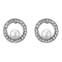 Boucle d'oreille en alliage de zinc en plastique perle, avec perle de plastique, Placage, bijoux de mode & pour femme & avec strass, plus de couleurs à choisir, 13mm, Vendu par paire