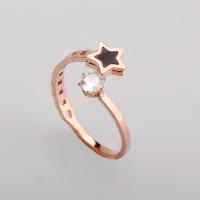 Titanstahl Manschette Fingerring, Vakuum-Ionen-Beschichtung, Modeschmuck & für Frau & mit Strass, Roségold, Größe:7, verkauft von PC