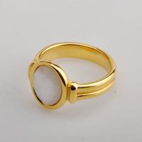 Titan Stahl Fingerring, Titanstahl, mit Weiße Muschel, Vakuum-Ionen-Beschichtung, Modeschmuck & verschiedene Größen vorhanden & für Frau, goldfarben, 13x3.7mm, verkauft von PC