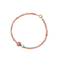 Bracelet Rhodonite, avec 201 acier inoxydable, Placage ionique sous vide, bijoux de mode & pour femme, rose, 2mm Environ 14 cm, Vendu par PC