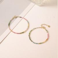 pulsera de Turmalina, con Acero inoxidable 201, con 4cm extender cadena, Recubrimiento iónico al vacío, Ajustable & Joyería & diferentes estilos para la opción & para mujer & facetas, multicolor, 2.5mm, Vendido por UD