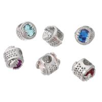 Perles de gros trou en alliage de zinc, avec cristal, Rond, Placage de couleur argentée, DIY, plus de couleurs à choisir Environ 5mm, Vendu par PC