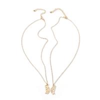 Zinc Alloy Necklace, with 7cm extender chain, Butterfly, gold color plated, 2 pieces & fashion jewelry & for woman, golden cm 