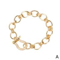 Cubic Zirconia Micro Pave Brass Bracelet, plated & micro pave cubic zirconia & for woman 160mm 