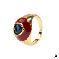 Anneau de cuivre de Zircon, laiton, Placage de couleur d'or, Réglable & pavé de micro zircon & pour femme & émail, plus de couleurs à choisir, Vendu par PC