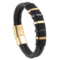 Microfibre PU bracelet, avec acier inoxydable 316L, Placage sous vide, bracelet tressé & normes différentes pour le choix & pour homme, plus de couleurs à choisir, Vendu par PC