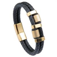 Microfibre PU bracelet, avec acier inoxydable 316L, Placage sous vide, bracelet tressé & normes différentes pour le choix & pour homme, plus de couleurs à choisir, Vendu par PC