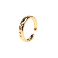 Cubic Zirconia Micro Pave Brass Finger Ring, gold color plated, Adjustable & micro pave cubic zirconia & for woman 