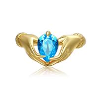 Anneau de cuivre de Zircon, laiton, avec zircon cubique, main, Placage de couleur d'or, normes différentes pour le choix & pour femme, plus de couleurs à choisir Vendu par PC