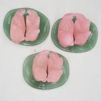 Rose Quartz Craft Decoration, with Green Aventurine, Mandarin Duck, Carved pink 