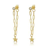 Cubic Zirconia Micro Pave Brass Earring, gold color plated & micro pave cubic zirconia & for woman, golden, 50mm 