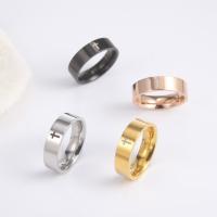 Titan Stahl Fingerring, Titanstahl, Vakuum-Ionen-Beschichtung, Modeschmuck & mit Quermuster & unisex & verschiedene Größen vorhanden, keine, 6x2mm, verkauft von PC