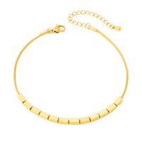 Partículas de acero pulsera tobillera, con 5cm extender cadena, Rectángular, Recubrimiento iónico al vacío, Joyería & para mujer, dorado, 6mm, longitud:aproximado 21 cm, Vendido por UD