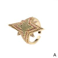 Cubic Zirconia Micro Pave Brass Finger Ring, gold color plated, Adjustable & micro pave cubic zirconia & for woman 