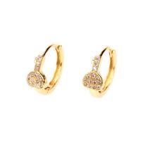 Brass Huggie Hoop Earring, gold color plated, micro pave cubic zirconia & for woman 