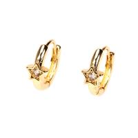 Brass Huggie Hoop Earring, gold color plated, micro pave cubic zirconia & for woman 