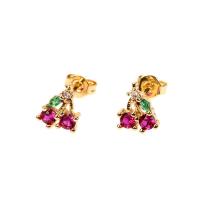 Cubic Zirconia Micro Pave Brass Earring, gold color plated & micro pave cubic zirconia & for woman 