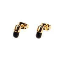 Brass Stud Earring, gold color plated, for woman & enamel 