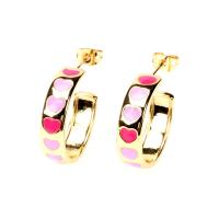 Brass Stud Earring, gold color plated & for woman & enamel 