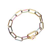 Conjunto de la joya de cobre amarillo, metal, pulsera & collar, chapado, diferentes estilos para la opción & para mujer & esmalte, multicolor, 160mm, longitud:38 cm, Vendido por UD