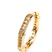 Brass Huggie Hoop Earring, gold color plated, micro pave cubic zirconia & for woman 