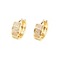 Brass Huggie Hoop Earring, gold color plated, micro pave cubic zirconia & for woman 