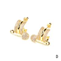 Cubic Zirconia Micro Pave Brass Earring, gold color plated, micro pave cubic zirconia & for woman 