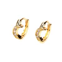 Brass Huggie Hoop Earring, gold color plated, micro pave cubic zirconia & for woman 