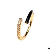 Cubic Zirconia Micro Pave Brass Finger Ring, gold color plated, Adjustable & micro pave cubic zirconia & for woman & enamel 