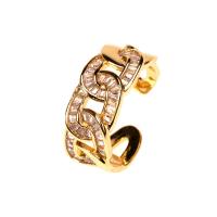 Cubic Zirconia Micro Pave Brass Finger Ring, gold color plated, Adjustable & micro pave cubic zirconia & for woman 