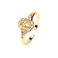 Cubic Zirconia Micro Pave Brass Finger Ring, gold color plated, Adjustable & micro pave cubic zirconia & for woman 