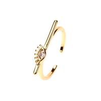 Cubic Zirconia Micro Pave Brass Finger Ring, gold color plated, Adjustable & micro pave cubic zirconia & for woman 