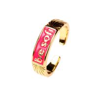 Brass Cuff Finger Ring, gold color plated, Adjustable & for woman & enamel 