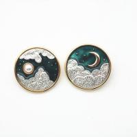 Broche émail, alliage de zinc, avec perle de plastique, Rond, Placage, styles différents pour le choix & pour femme, 30mm Vendu par lot