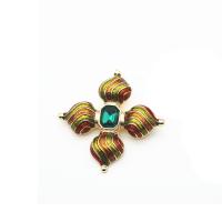 Broche de diamantes de imitación de la aleación de Zinc, Patrón Geométrico, chapado en color dorado, para mujer & esmalte & con diamantes de imitación, 35mm, 10PCs/Grupo, Vendido por Grupo