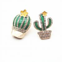 Broche de diamantes de imitación de la aleación de Zinc, Opuntia Stricta, chapado en color dorado, unisexo & diferentes estilos para la opción & esmalte & con diamantes de imitación, 30-60mm, 10PCs/Grupo, Vendido por Grupo