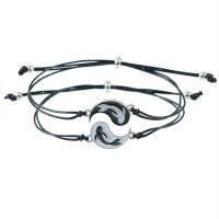 Fashion Create Wax Cord Bracelets, Zinc Alloy, with Wax Cord, platinum color plated, 2 pieces & Unisex & enamel .8 Inch 