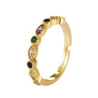 Cubic Zirconia Micro Pave Brass Finger Ring, gold color plated, Adjustable & micro pave cubic zirconia & for woman, multi-colored, 20mm 