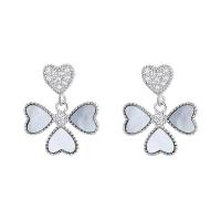 Silver Earring Zircon pavent Sterling, argent sterling 925, Placage de couleur platine, styles différents pour le choix & pavé de micro zircon & pour femme, Vendu par paire