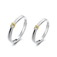 Anillos para Pareja, plata de ley 925, chapado en color de platina, Ajustable & abrir & diferentes estilos para la opción, Vendido por UD