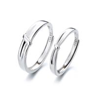 Anillos para Pareja, plata de ley 925, chapado en color de platina, Ajustable & abrir & diferentes estilos para la opción, Vendido por UD