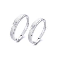 Anillos para Pareja, plata de ley 925, chapado en color de platina, Ajustable & abrir & diferentes estilos para la opción & con diamantes de imitación, Vendido por UD