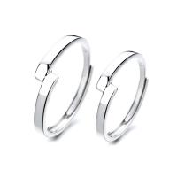 Anillos para Pareja, plata de ley 925, chapado en color de platina, Ajustable & abrir & diferentes estilos para la opción, Vendido por UD