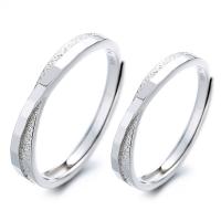 Anillos para Pareja, plata de ley 925, chapado en color de platina, Ajustable & abrir & diferentes estilos para la opción, Vendido por UD