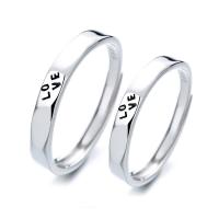 Anillos para Pareja, plata de ley 925, chapado en color de platina, Ajustable & abrir & diferentes estilos para la opción, Vendido por UD