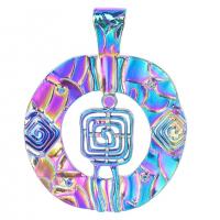 Zinc Alloy Jewelry Pendants, Flat Round, colorful plated, Unisex & hollow Approx 50 cm 