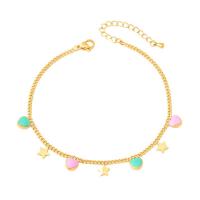 Partículas de acero pulsera tobillera, con 5cm extender cadena, Recubrimiento iónico al vacío, Ajustable & Joyería & para mujer, dorado, 6mm,7mm, longitud:aproximado 21 cm, Vendido por UD